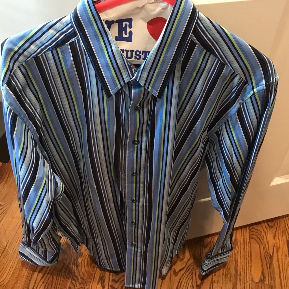 Robert Graham blue striped men's button down